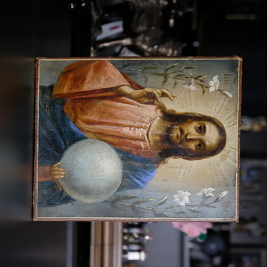 Старовинна ікона Ісуса Христа середини 19 століття, Київська область (без реставрації)