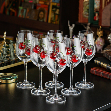 Набор из 6 бокалов для вина с вишнями