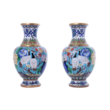 Старинные парные вазы клуазоне, 2 пол. ХХ века