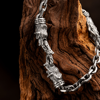 Чоловічій срібний браслет "Ведмеді Велеса" від Arhaika