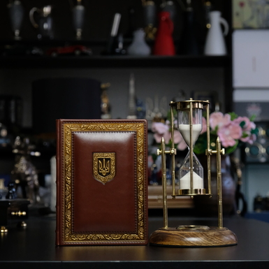 Подарочный комплект из винтажных песочных часов "Royal compass 1953" и дневника "Император"