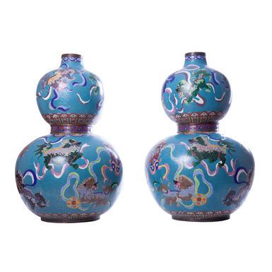 Пара напольных ваз клуазоне "Chinese dogs", Китай, конец 19-го века