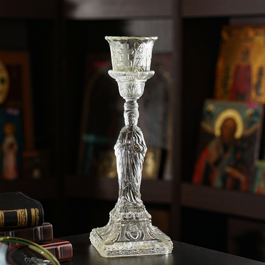 Стеклянный католический подсвечник "Catholic Treasure" с Девой Марией, Вилково, конец 19-го – начало 20-го века