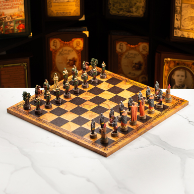 Шахматный набор "Castle Siege" с кожаной доской и расписанными вручную тематическими фигурками от ITALFAMA
