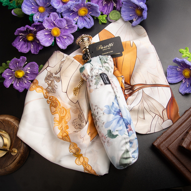 Подарочный комплект из зонта Blue Flowers от Pasotti и платка «Баланс» от FAMA
