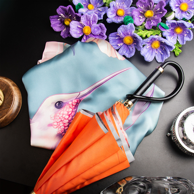 Подарунковий комплект з парасольки «Orange flower» від Pasotti та хустини «Pinky bird» від FAMA