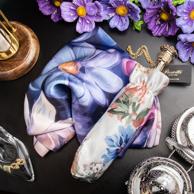 Подарунковий комплект з парасольки «Blue Flowers» від Pasotti та хустини «Pinky blue» від FAMA