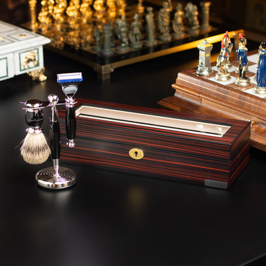 Подарочный комплект шкатулка для неподвижного хранения 6-ти часов от Asen и набор для бритья Truefitt & Hill Edwardian Collection Fusion Ebony