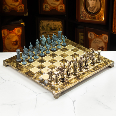 Шахматный набор ручной работы "Лучники" от Manopoulos  (44x44 см)
