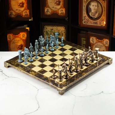 Шахматный набор ручной работы "Греки и римляне" от Manopoulos (44x44 см)