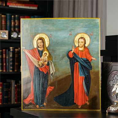 Старовинна українська народна ікона Ісуса Христа та Божої Матері другої половини 19 століття, Волинь