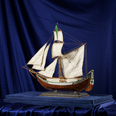 Деревянная модель турецкого каботажного грузового судна 17-18 веков ручной работы