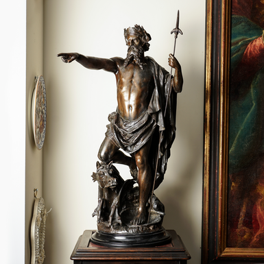 Antique spiatre sculpture "Neptune" (9 kg), France, late 19th - early 20th century