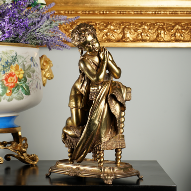 Antique bronze sculpture modeled after M. Moreau "Prayer" (4 kg), France, early 20th century