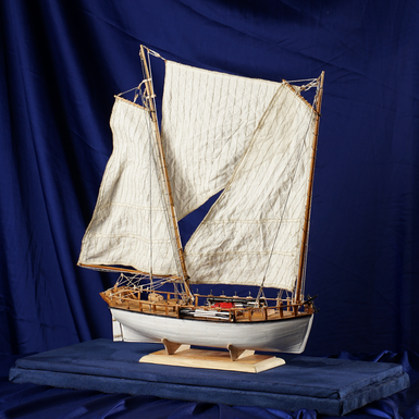 Деревянная модель американской канонерской лодки конца 18-го века ручной работы