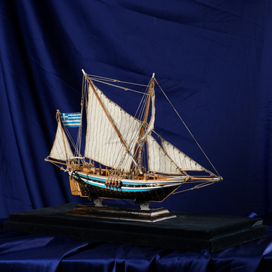 Деревянная модель греческой торговой лодки-саколева 18-го века ручной работы