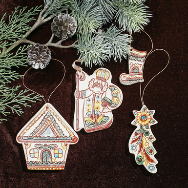 Комплект елочных игрушек "Святой Николай" (4 шт.), Гуцульская керамика