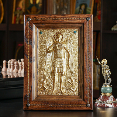 Посріблена ікона Архангела Михаїла з позолотою
