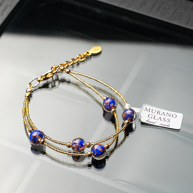 Браслет "Синие краски" из муранского стекла