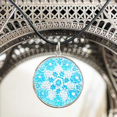 Кулон "Цветочная лазурь" из муранского стекла