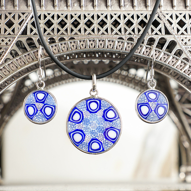 Серьги и кулон "Синее чудо" из муранского стекла
