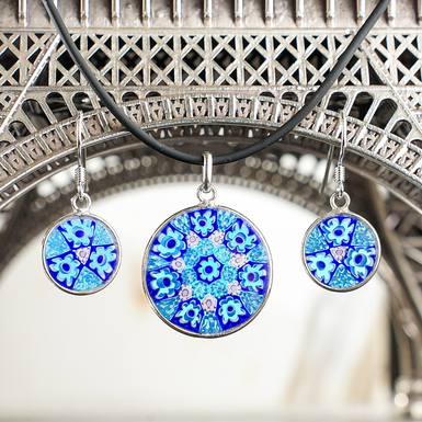 Серьги и кулон "Нежность" из муранского стекла