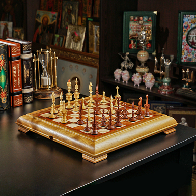 Шахматный набор из красного дерева "Селенус Люкс" ручной работы от Ukrainian chess