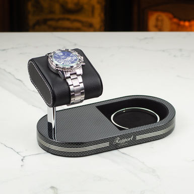 Подставка для часов "Formula" с подносом (углеродное волокно) от Rapport