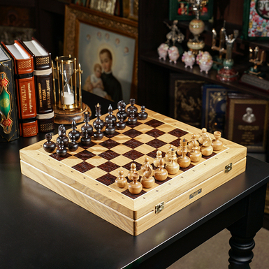Элитный шахматный набор Magneto Oak из мореного дуба со стойкими фигурками от Ukrainian chess