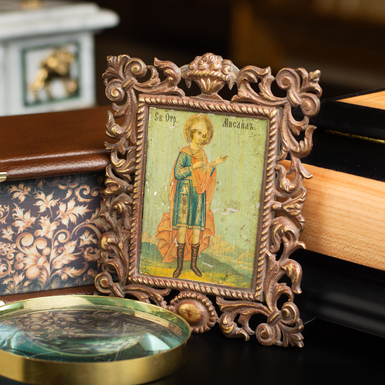 An antique icon of the holy youth Misael of Babylon, 1898, Bonacer factory (without restoration)