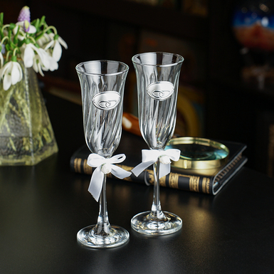 Пара свадебных хрустальных бокалов для шампанского "Anniversary" от Valenti