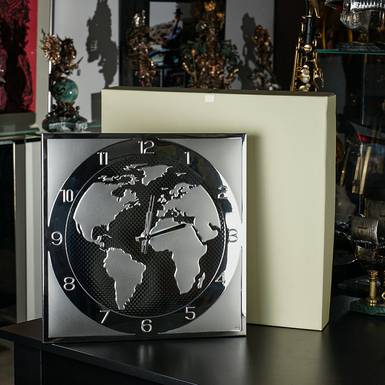 Большие серебряные настенные часы "Prestige" (40х40 см) от Valenti