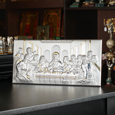 Серебряная икона с позолотой "Тайная вечеря" от Valenti