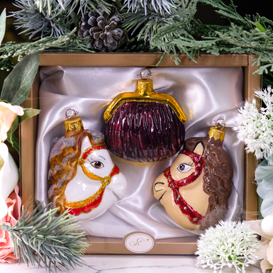 Комплект елочных игрушек "На удачу" (бордовый кошелек)