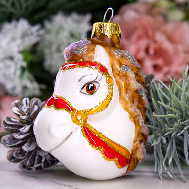 Елочная игрушка "Конь" (белый)