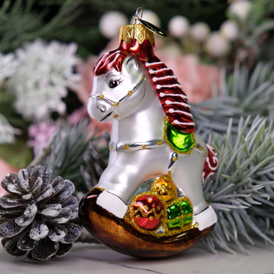 Елочная игрушка "Лошадка на лыжах"