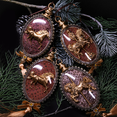Елочный набор медальонов "Sparkles night" из бархата