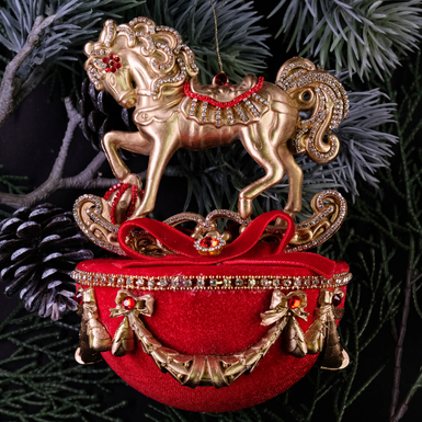 Ялинкова іграшка "Christmas horse" з оксамиту