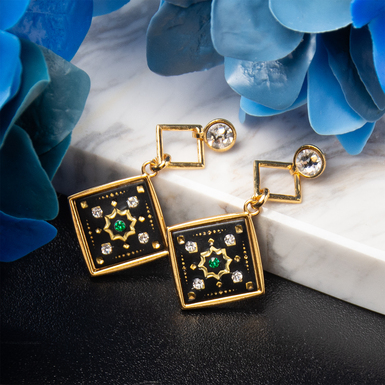 Сережки Semery з позолотою та камінням Swarovski від бренду Anframa