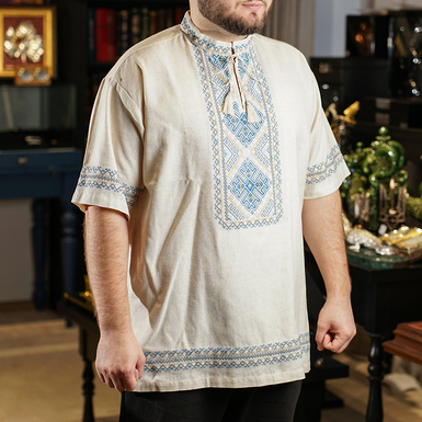 Вышитая мужская рубашка ручной работы «Родниковая сила»