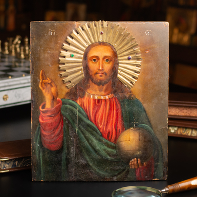 Ukrainian folk icon of Jesus Christ, last quarter of the 19th century, Chernihiv region