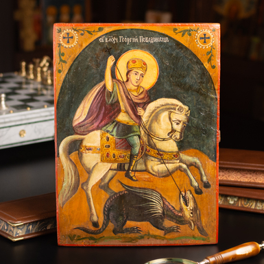 Старинная икона святого Георгия Победителя конца 19 – начала 20 века, Винницкая область