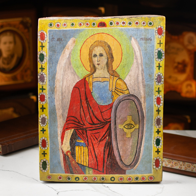 Украинская народная икона святого архангела Михаила начала 20 века, Буковина