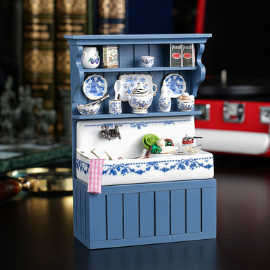 Мініатюра "Блакитна шафа під раковину" від Reutter Miniaturen