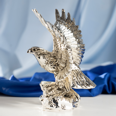 Silver-plated falcon figurine without stand by Exetera Argenti