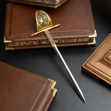 Канцелярский нож "Success" из дамасской стали с позолотой (23,5 см) от бренда Anframa