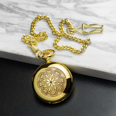 Карманные часы "Spell" из дамасской стали и позолоты от бренда Anframa