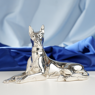 Silver-plated Harlequin dog figurine by Exetera Argenti