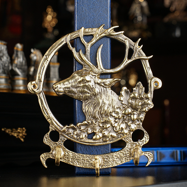 Бронзовая вешалка для ключей "Олень"