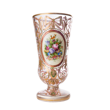 Старовинна ваза з богемського скла "Lunera", з ручним розписом, Чехія, кінець 19-го – початок 20-го століття